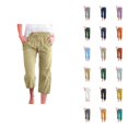 thumbnail image 1 of Capri Pants for Women Cotton Linen Summer Casual Lightweight Elastic Waist Straight Leg Cropped Sweatpants with Pockets, 1 of 5