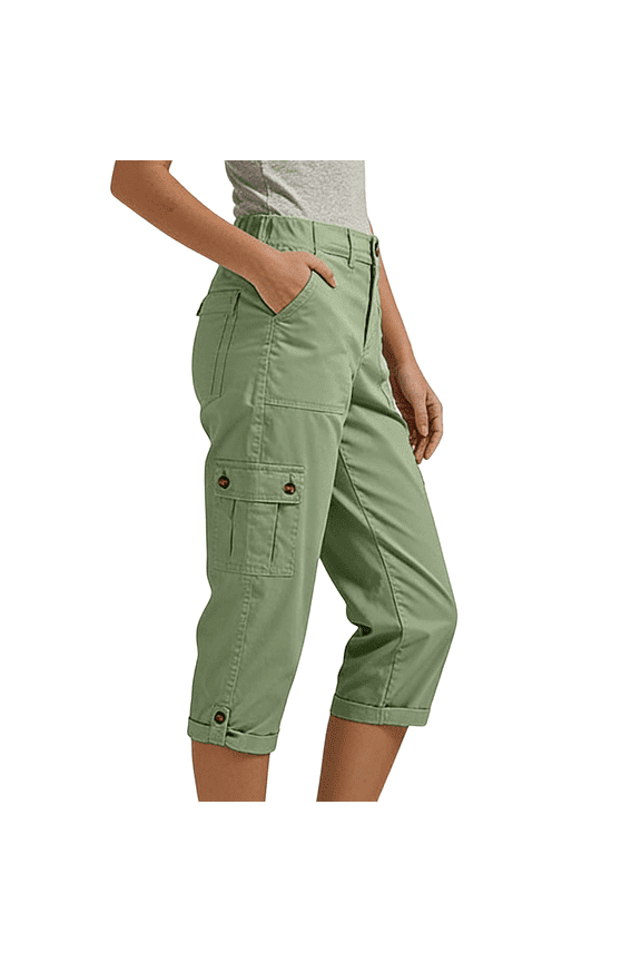 Capri Pants for Women Dressy Stretchy Cargo Capris Comfort Lightweight Capri Pants Outdoor Jean Capris with Pockets Green 2XL