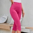 thumbnail image 1 of Capri Pants for Women Elastic High Waisted Shorts with Button Womens Slim Side Split Pull On Summer Short 4th of July, 1 of 7