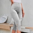thumbnail image 1 of Capri Pants for Women Elastic High Waisted Shorts with Button Womens Slim Side Split Pull On Summer Short 4th of July, 1 of 7