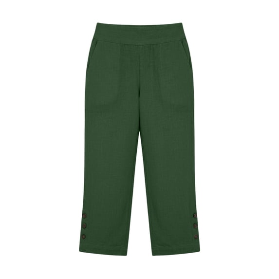 Capri Pants for Women High Waist Relaxed Fit Casual Soft Cotton Linen Pants with Pockets Summer Outdoor Athletic Hiking