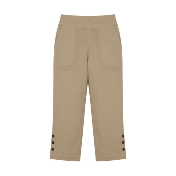 Capri Pants for Women High Waist Relaxed Fit Casual Soft Cotton Linen Pants with Pockets Summer Outdoor Athletic Hiking