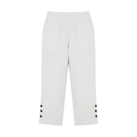 Capri Pants for Women High Waist Relaxed Fit Casual Soft Cotton Linen Pants with Pockets Summer Outdoor Athletic Hiking