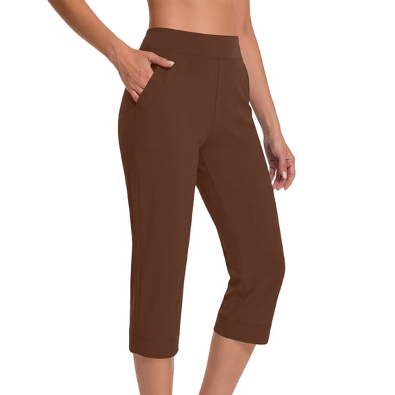 Capri Pants for Women High Waist Straight Leg Stretch Pants Summer Work Golf Capris with Pockets Casual Yoga Leggings