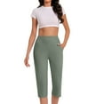 thumbnail image 1 of Capri Pants for Women High Waist Tummy Control Workout Cropped Yoga Pants with Pockets Straight Leg Knee Length Work Capris, 1 of 5