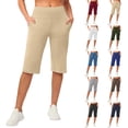 thumbnail image 1 of Capri Pants for Women High Waist Workout Yoga Shorts with Pockets Tummy Control Leggings Straight Leg Long Shorts, 2XL, 1 of 9