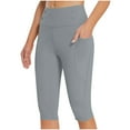 thumbnail image 1 of Capri Pants for Women High Waisted Pull On Elastic Waist Dressy Casual Stretchy Capris Trousers Pants Pockets, Limited Time Clearance, 1 of 5