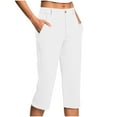 thumbnail image 1 of Capri Pants for Women High Waisted Pull On Elastic Waist Dressy Casual Stretchy Capris Trousers Pants Pockets, Limited Time Clearance, 1 of 5