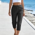 thumbnail image 1 of Capri Pants for Women High Waisted Relaxed Fit Elastic Waist Casual Capris Trousers Crop Chino Pants with Pocket Summer Cropped Pants(Black,M), 1 of 8