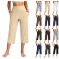 thumbnail image 1 of Capri Pants for Women High Waisted Workout Yoga Capris Leggings Straight Leg Athletic Cropped Pants with Pockets Beige M, 1 of 6