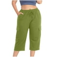 thumbnail image 1 of Capri Pants for Women L-5XL Plus Size High Waist Drawstring Pockets Casual Cropped Trousers with Pockets, 1 of 8