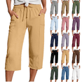 thumbnail image 1 of Capri Pants for Women Plus Size Casual Straight Leg High Waist Capris with Pockets Summer Lightweight Beach Cropped Pants,Sizes S-5XL, 1 of 7