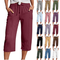 thumbnail image 1 of Capri Pants for Women Plus Size Casual Straight Leg High Waist Capris with Pockets Summer Lightweight Beach Cropped Pants,Sizes S-5XL, 1 of 7