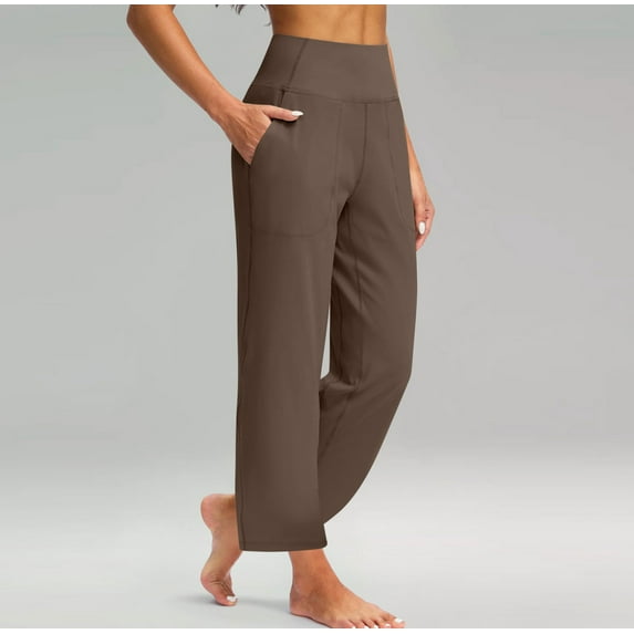 Capri Pants for Women Plus Size High Waisted Stretch Cropped -Golf Workout Yoga Work Dressy Casual Business Pants & Daily Wear 06-Coffee XXXL