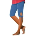 thumbnail image 1 of Capri Pants for Women Plus Size Stretch Knee Length Leggings Casual Summer Workout Athletic Running Yoga Pants Navy,M, 1 of 6