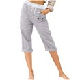 thumbnail image 1 of Capri Pants for Women Plus Size, Women’s Elastic Waist Summer Solid Casual WithPockets Outing Pants Capris(Gray,XXL), 1 of 5