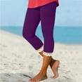 thumbnail image 1 of Capri Pants for Women Plus Size, Women's Summer High Waisted Solid Color Capris Matching Slim Fitting Yoga Gym Pants(Purple,S), 1 of 6