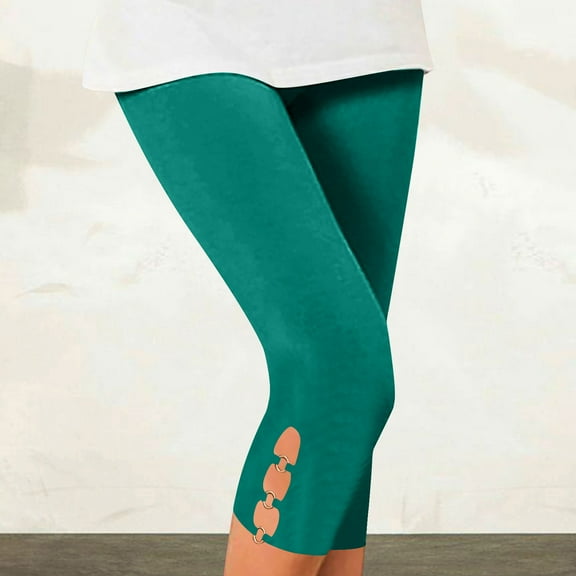 Capri Pants for Women Plus Size, Xunlbb Women's Summer High Waisted Solid Color Capris Matching Slim Fitting Yoga Gym Pants(Mint Green,XXXL)