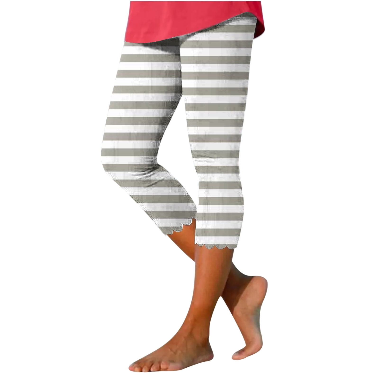 Capri Pants for Women Printed Stretch High Waist Summer Leggings Workout  Yoga Jogger Running Comfy Fit Leggings for Gym (Large, Blue15) 