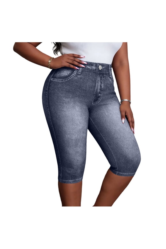 Capri Pants for Women Skinny High Waisted Pull On Elastic Waist Jeggings Soft Comfy Stretchy Capris Pants