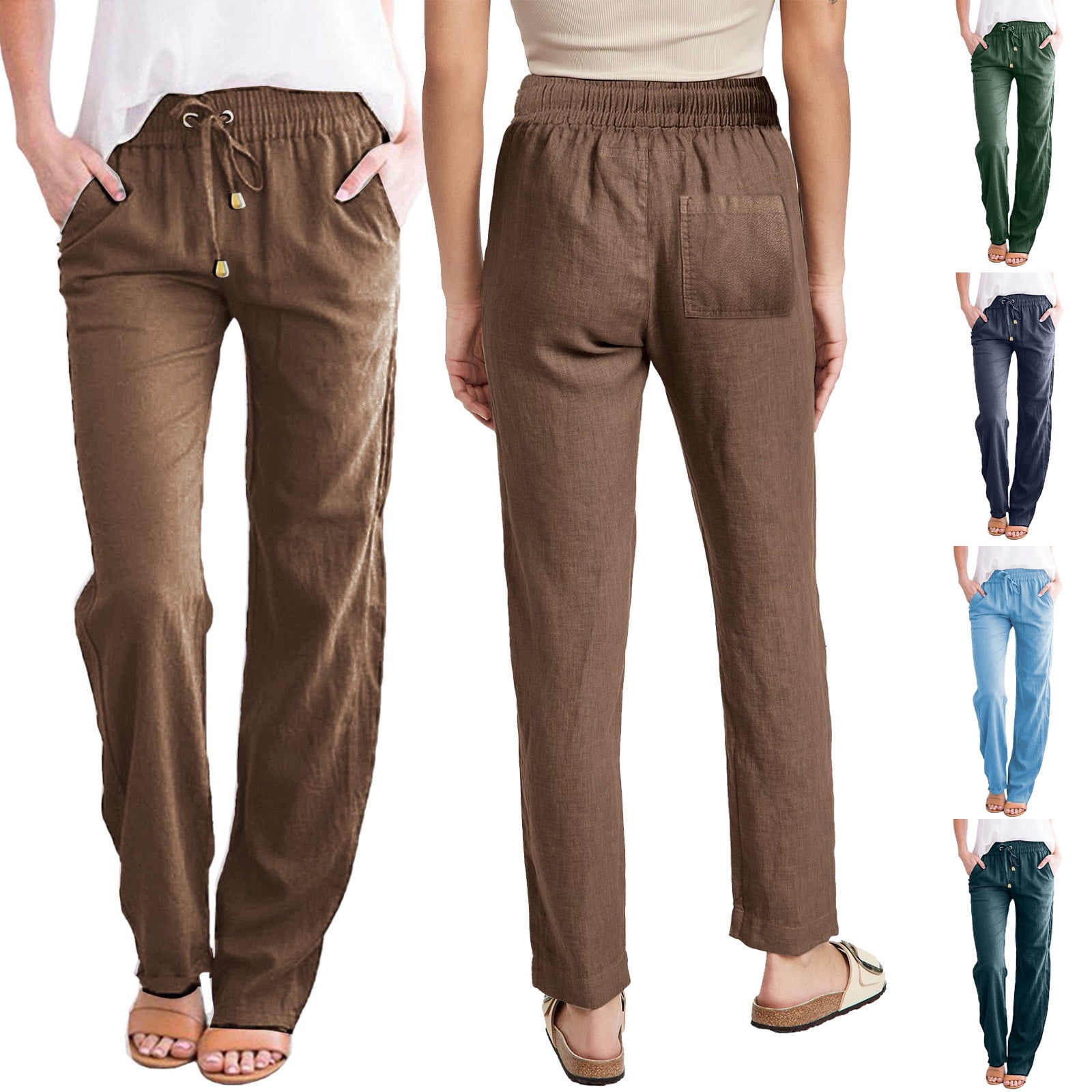 vectry ladies capri pants 3/4 long pants with pocket plain jogging pants