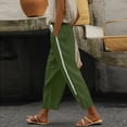 thumbnail image 1 of Yijfswar Capri Pants for Women Soild Color Linen Pants Summer Loose Drawstring Elastic Waist Pants Beach Work Cropped Trousers with Pockets, 1 of 7