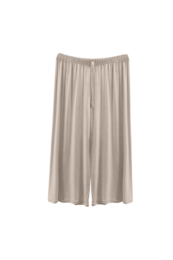 Capri Pants for Women Split Skirt Half Slip Under Dress Culotte Baggy Pants,Beige L