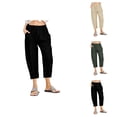 thumbnail image 1 of Capri Pants for Women Spring Summer Elastic High Waist Lightweight Loose Straight Leg Cropped Pants Capris with Pockets, 1 of 7