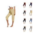 thumbnail image 1 of Capri Pants for Women Spring Summer Elastic High Waist Relaxed Fit Straight Leg Capri Sweatpants with Pockets, 1 of 5
