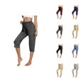 thumbnail image 1 of Capri Pants for Women Spring Summer Elastic High Waist Relaxed Fit Straight Leg Capri Sweatpants with Pockets, 1 of 4