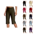 thumbnail image 1 of Capri Pants for Women Spring Summer Elastic High Waist Wide Straight Leg Loose Workout Yoga Pants Capris with Pockets, 1 of 5