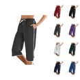 thumbnail image 1 of Capri Pants for Women Spring Summer Elastic Mid Waist Straight Leg Capri Sweatpants Capris with Pockets, 1 of 4