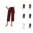 thumbnail image 1 of Capri Pants for Women Spring Summer Elastic Waist Relaxed Fit Wide Straight Leg Capri Sweatpants Capris with Pockets, 1 of 5