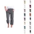 thumbnail image 1 of Capri Pants for Women Spring Summer Lightweight Elastic Waist Straight Leg Relaxed Fit Cropped Pants Capris with Pockets, 1 of 6