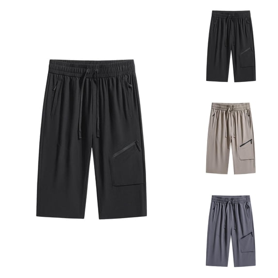 Capri Pants for Women Spring Summer Lightweight Plus Size Elastic Waist Loose Fit Wide Straight Leg Capris with Pockets