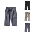 thumbnail image 1 of Capri Pants for Women Spring Summer Lightweight Plus Size Elastic Waist Loose Fit Wide Straight Leg Capris with Pockets, 1 of 3