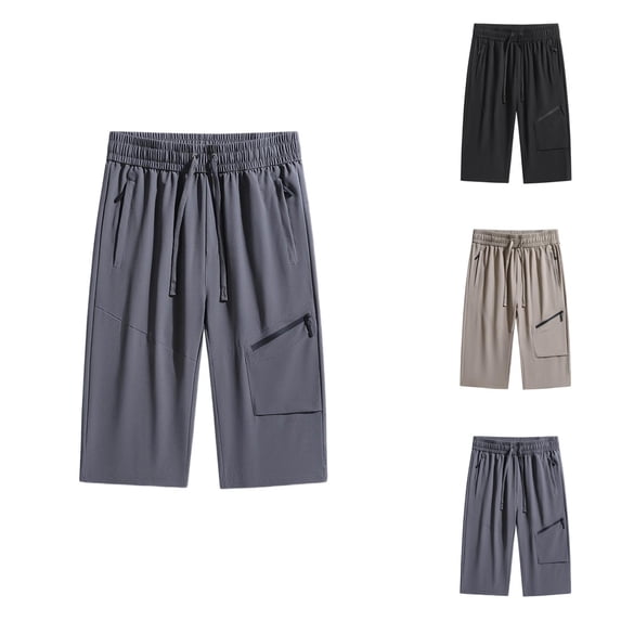Capri Pants for Women Spring Summer Lightweight Plus Size Elastic Waist Loose Fit Wide Straight Leg Capris with Pockets