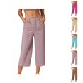 thumbnail image 1 of Capri Pants for Women Spring Summer Wide Straight Leg Relaxed Fit Capris with Pockets Business Casual Work Pants, 1 of 3