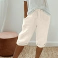 thumbnail image 1 of Capri Pants for Women Stretch Lightweight Casual Knee-Length Pants with Drawstring, 1 of 6