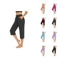 thumbnail image 1 of Capri Pants for Women Summer Casual Elastic High Waist Straight Leg Relaxed Fit Cropped Sweatpants with Pockets, 1 of 8