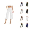 thumbnail image 1 of Capri Pants for Women Summer Casual Elastic High Waist Wide Leg Cropped Workout Yoga Pants with Pockets, 1 of 7
