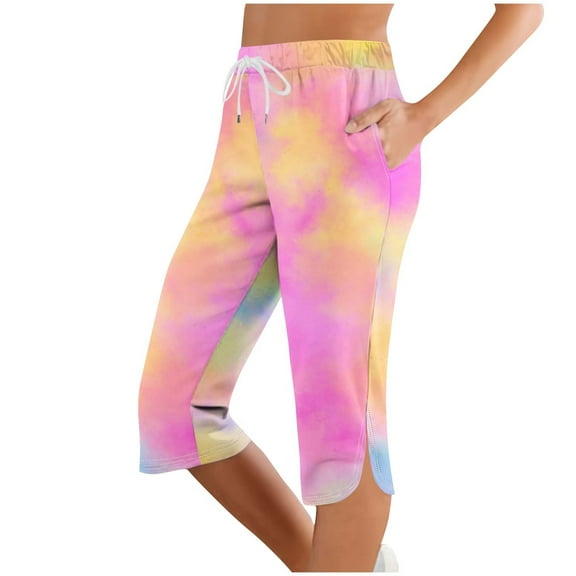 Capri Pants for Women Summer Wide Leg Lightweight Cropped Pant Casual Stretch Yoga Comfy Capris with Pockets