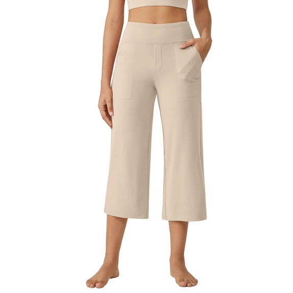 Capri Pants for Women Wide Leg Yoga Dress Cropped Pants Casual Summer Capri Leggings with Pockets M