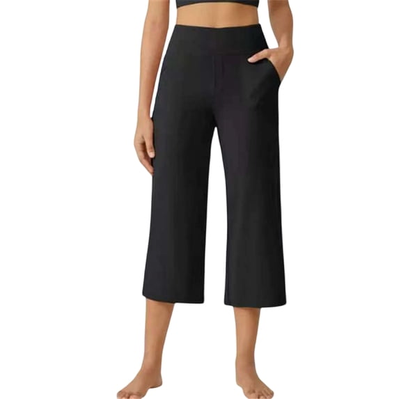 Capri Pants for Women Wide Leg Yoga Dress Cropped Pants Casual Summer Capri Leggings with Pockets XS