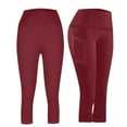 thumbnail image 1 of Womens Summer Capris Workout Out Pocket Leggings Fitness Sports Running Yoga Athletic Capris Pants, 1 of 9