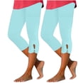 thumbnail image 1 of Capri Pants for Women, Xunlbb 2PCWomen's Summer High Waisted Solid Color Capris Matching Slim Fitting Yoga Gym Pants(Mint Green,S), 1 of 6