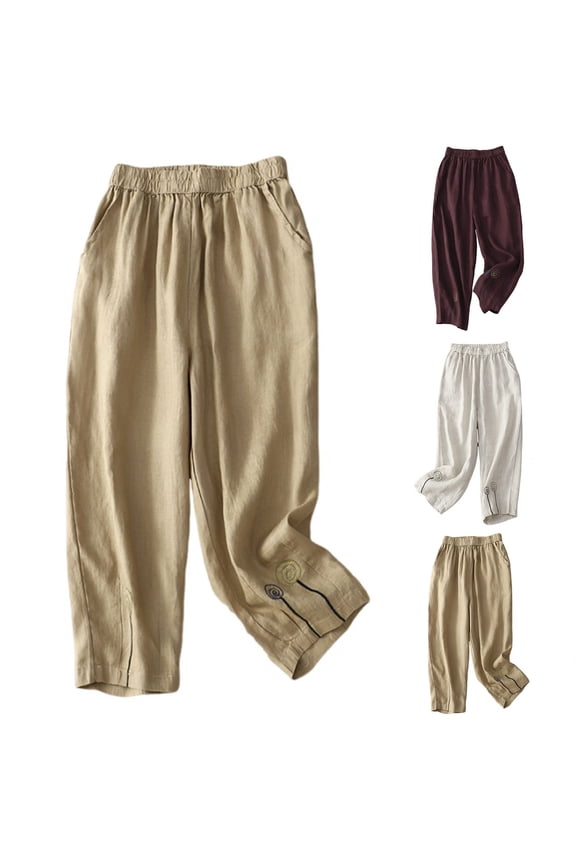 Capri Pants for Women, Xunlbb Fashion Women Elastic Forces Waist Casual Cropped Trousers Pants(Beige,M)
