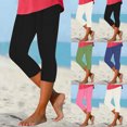 thumbnail image 1 of Capri Pants for Women, Xunlbb Women’s Elastic Waist Summer Solid Casual With Outing Capris Pants(Black,S), 1 of 7
