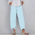 thumbnail image 1 of Capri Pants for Women, Xunlbb Women's Summer Comfortable Loose Wide Leg Fashion Solid Color Capris(Light Blue,XXL), 1 of 5