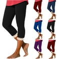 thumbnail image 1 of Capri Pants for Women, Xunlbb Women's Summer High Waisted Solid Color Capris Matching Slim Fitting Yoga Gym Pants(Black,S), 1 of 6